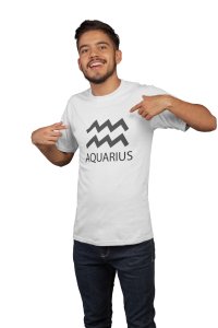 Aquarius (White T) - Printed Zodiac Sign Tshirts - Made especially for astrology lovers people