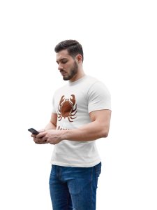 Cancer (BG Chocolate) (White T) - Printed Zodiac Sign Tshirts - Made especially for astrology lovers people