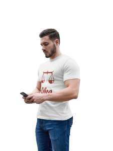 Libra (BG Chocolate) (White T) - Printed Zodiac Sign Tshirts - Made especially for astrology lovers people