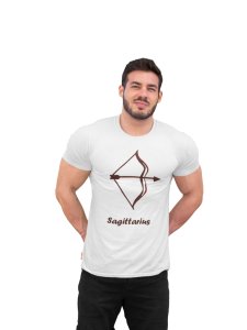 Sagittarius (BG Chocolate) (White T) - Printed Zodiac Sign Tshirts - Made especially for astrology lovers people