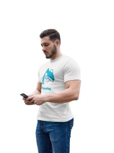 Aquarius (BG Sky Blue) (White T) - Printed Zodiac Sign Tshirts - Made especially for astrology lovers people