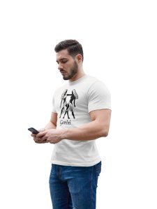Gemini (BG Black) (White T) - Printed Zodiac Sign Tshirts - Made especially for astrology lovers people