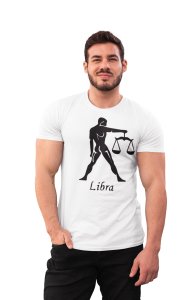 Libra (BG Black) (White T) - Printed Zodiac Sign Tshirts - Made especially for astrology lovers people