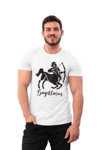 Sagittarius (BG Black) (White T) - Printed Zodiac Sign Tshirts - Made especially for astrology lovers people