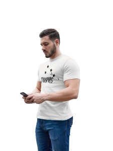 Taurus stars (BG Black) (White T) - Printed Zodiac Sign Tshirts - Made especially for astrology lovers people