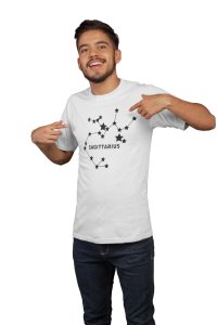 Sagittarius stars (BG Black) (White T) - Printed Zodiac Sign Tshirts - Made especially for astrology lovers people