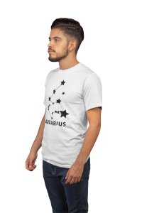 Aquarius stars (BG Black) (White T) - Printed Zodiac Sign Tshirts - Made especially for astrology lovers people