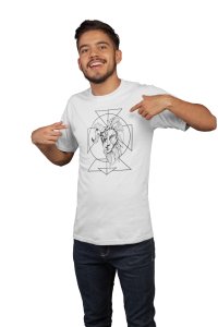 Half ram, half lion (BG Black) (White T) - Printed Zodiac Sign Tshirts - Made especially for astrology lovers people