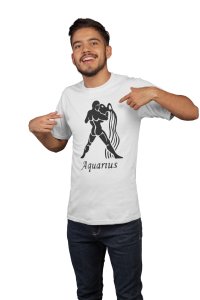 Aquarius (White T) - Printed Zodiac Sign Tshirts - Made especially for astrology lovers people