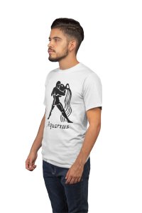 Aquarius (White T) - Printed Zodiac Sign Tshirts - Made especially for astrology lovers people