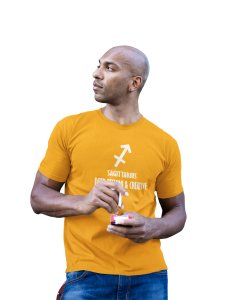 Sagittarius, deep feeling and creative (Yellow T) - Printed Zodiac Sign Tshirts - Made especially for astrology lovers people