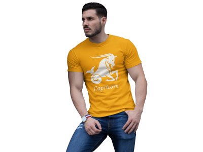Capricorn (BG White) (Yellow T) - Printed Zodiac Sign Tshirts - Made especially for astrology lovers people