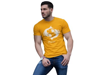 Pisces (BG White) (Yellow T) - Printed Zodiac Sign Tshirts - Made especially for astrology lovers people