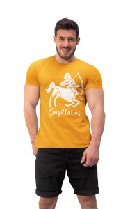 Sagittarius (BG White) (Yellow T) - Printed Zodiac Sign Tshirts - Made especially for astrology lovers people