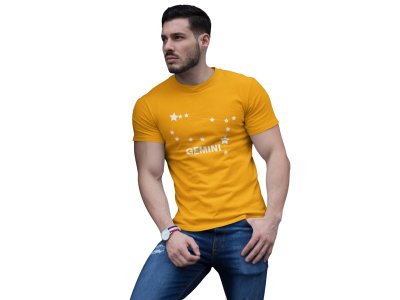 Gemini stars (Yellow T) - Printed Zodiac Sign Tshirts - Made especially for astrology lovers people
