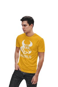 Taurus, (BG White) (Yellow T) - Printed Zodiac Sign Tshirts - Made especially for astrology lovers people