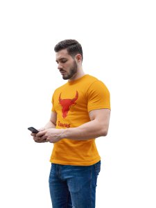 Taurus (BG Red) (Yellow T) - Printed Zodiac Sign Tshirts - Made especially for astrology lovers people