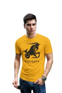 Capricorn (BG Black) (Yellow T) - Printed Zodiac Sign Tshirts - Made especially for astrology lovers people