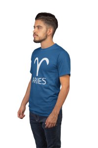 Aries(Blue T) - Printed Zodiac Sign Tshirts - Made especially for astrology lovers people