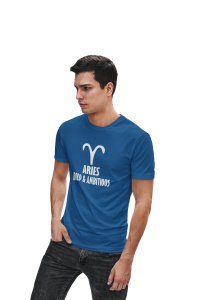 Aries, Bold and ambitious(Blue T) - Printed Zodiac Sign Tshirts - Made especially for astrology lovers people
