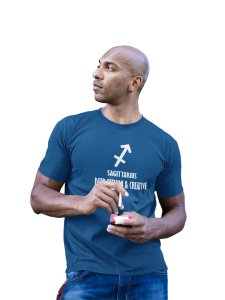 Sagittarius, deep feeling and creative(Blue T) - Printed Zodiac Sign Tshirts - Made especially for astrology lovers people