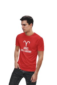 Aries, bold and ambitious (Red T) - Printed Zodiac Sign Tshirts - Made especially for astrology lovers people