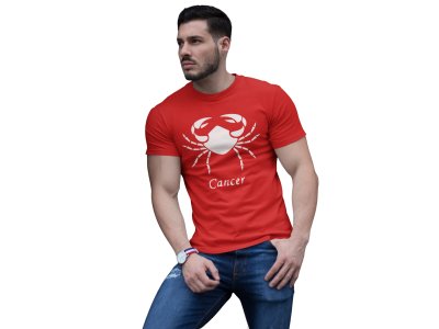 Cancer (BG white) (Red T) - Printed Zodiac Sign Tshirts - Made especially for astrology lovers people