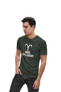 Aries, bold and ambitious (Green T) - Printed Zodiac Sign Tshirts - Made especially for astrology lovers people