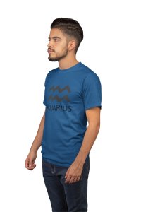 Aquarius (BG Black)(Blue T) - Printed Zodiac Sign Tshirts - Made especially for astrology lovers people