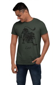 Leo (BG Black) (Green T) - Printed Zodiac Sign Tshirts - Made especially for astrology lovers people