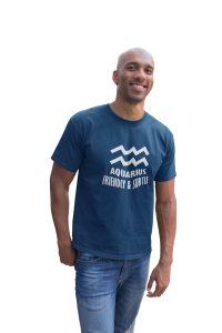 Aquarius, friendly and subtle(Blue T) - Printed Zodiac Sign Tshirts - Made especially for astrology lovers people