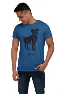 Aries symbol(Blue T) - Printed Zodiac Sign Tshirts - Made especially for astrology lovers people