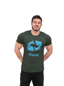 Pisces (BG Sky Blue) (Green T) - Printed Zodiac Sign Tshirts - Made especially for astrology lovers people