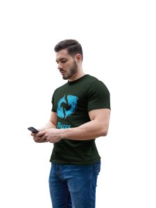 Pisces (BG Sky Blue) (Green T) - Printed Zodiac Sign Tshirts - Made especially for astrology lovers people