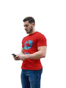 Pisces (BG Sky blue) (Red T) - Printed Zodiac Sign Tshirts - Made especially for astrology lovers people
