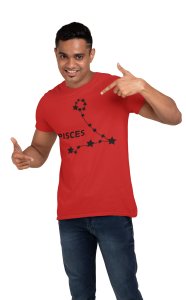 Pisces stars (BG black) (Red T) - Printed Zodiac Sign Tshirts - Made especially for astrology lovers people