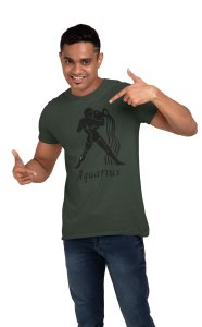 Aquarius (BG Black) (Green T) - Printed Zodiac Sign Tshirts - Made especially for astrology lovers people