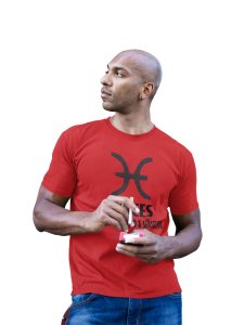 Pisces, warm-hearted and sensitive (BG Black)(Red T) - Printed Zodiac Sign Tshirts - Made especially for astrology lovers people