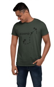Scorpio stars (BG Black) (Green T) - Printed Zodiac Sign Tshirts - Made especially for astrology lovers people