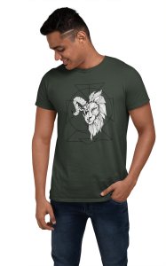 Half Ram-Lion (Green T) - Printed Zodiac Sign Tshirts - Made especially for astrology lovers people