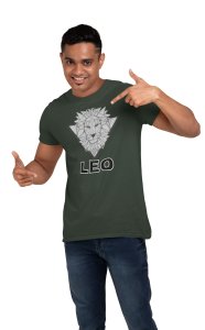 Lion face (Green T) - Printed Zodiac Sign Tshirts - Made especially for astrology lovers people