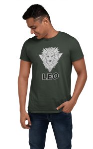 Lion face (Green T) - Printed Zodiac Sign Tshirts - Made especially for astrology lovers people
