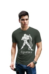 Aquarius (BG White) (Green T) - Printed Zodiac Sign Tshirts - Made especially for astrology lovers people