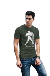 Aquarius (BG White) (Green T) - Printed Zodiac Sign Tshirts - Made especially for astrology lovers people