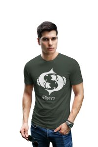 Pisces (BG White) (Green T) - Printed Zodiac Sign Tshirts - Made especially for astrology lovers people