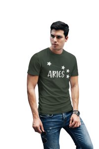 Aries stars (BG White) (Green T) - Printed Zodiac Sign Tshirts - Made especially for astrology lovers people