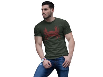 Cancer symbol (BG Brown) (Green T) - Printed Zodiac Sign Tshirts - Made especially for astrology lovers people