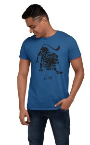 Leo symbol(Blue T) - Printed Zodiac Sign Tshirts - Made especially for astrology lovers people