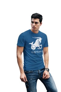 Capricorn (BG White)(Blue T) - Printed Zodiac Sign Tshirts - Made especially for astrology lovers people