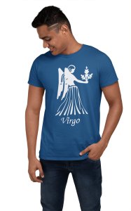 Virgo (BG White)(Blue T) - Printed Zodiac Sign Tshirts - Made especially for astrology lovers people